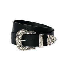 This No Boundaries Belt adds a trendy flair to your favorite pair of jeans or trousers. Featuring an ornate, silver-tone buckle on the sleek black belt, this chic style tops any outfit to perfection. Only at Walmart. Size: 3XL.  Gender: female.  Age Group: adult. Black Belt Silver Buckle, Ppg Bubbles, Cute Belts, Gothic Cowgirl, Fat Thor, Orville Peck, Accessories Y2k, Concert Nails, Black Waist Belt