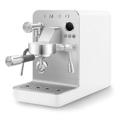 an espresso machine is shown on a white background