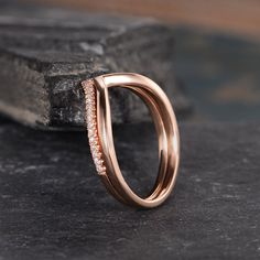 "Wedding Band Set Rose Gold Women Diamond V Band Curved Chevron Matching Band Promise Anniversary Ring Stacking Bridal Delicate Dainty 2pcs Like the matching bridal set: https://www.etsy.com/listing/527713336 ITEM INFORMATION Metal Type - Solid 14k Rose Gold Width- (Approx. 1.3mm) Ring Size Available - US3# -10# Side Stone -Natural Diamond Weight - 0.16ct Clarity - SI Color - H **Stone Replacement** Available with any other gemstones, please feel free to contact me for a quote. **Metal Type** Av Minimalist Rose Gold Stackable Wedding Rings, Rose Gold Recycled Gold Stackable Rings For Wedding, Rose Gold Wedding Band, Plain Rose Gold Wedding Band, Modern Rose Gold Bands With Polished Finish, Rose Gold Chevron Wedding Band, Trendy Silver Jewelry, Swirl Engagement Rings, Silver Brooch Pin