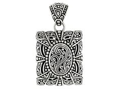 Artisan Collection of Bali™ Sterling Silver Filigree Rectangular Pendant. Measures Approximately 1.47"L x 0.83"W. Oxidized. Traditional Sterling Silver Rectangular Jewelry, Rectangular Silver Jewelry, Traditional Rectangular Sterling Silver Jewelry, Ornate Rectangular Engraved Jewelry, Artistic Oxidized Finish Jewelry, Artistic Engraved Formal Jewelry, Elegant Rectangular Pendant Jewelry With Oxidized Finish, Elegant Rectangular Pendant With Oxidized Finish, Elegant Oxidized Rectangular Pendant Jewelry