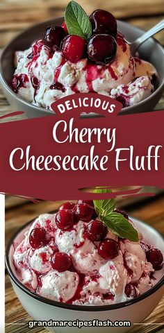 delicious cherry cheesecake fluff in a bowl