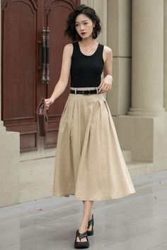 Stay chic and comfortable in this pleated midi beige linen skirt with pockets. 

SKU 5237 
Link in bio 

#Fashion #Style #LinenSkirt #BeigeSkirt #MidiSkirt #Xiaolizihandmade Midi Beige Skirt Outfit, Beige Pleated Maxi Skirt For Summer, Summer Beige Pleated Maxi Skirt, Beige Pleated Hem Bottoms For Summer, Beige Casual Pleated Skirt For Work, Summer Beige Flared Pleated Skirt, Beige Full Pleated Skirt For Summer, Casual Beige Pleated Skirt For Work, Summer Beige Full Pleated Skirt