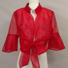 Gorgeous Dressy Red Crop Topper Jacket, Wear Over A Formal Dress Or Shift. Slightly Shimmery Fabric, Exceptional Quality Construction. Designer Sonia Pena, Made In Spain. Condition As New, Looks Never Worn, No Damages Or Issues. Size Marked 48, European Sizing. Us Lg/Xl. 12/14. Versatile Piece To Add A Vibrant Splash Or Color And Classy Style. 3 Pieces By This Designer, All True Red And Fabulous. Pit To Pit Across The Back 23", Length 17.75". Red Crop Jacket, White Tunic Blouse, Shimmery Fabric, Cutout Blouse, Gold Blouse, Classy Style, New Looks, Dress Xl, True Red