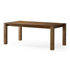 a wooden table with two legs and a long rectangular top on an isolated white background