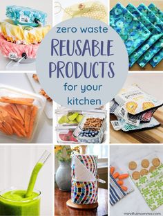 the collage shows different items that are used to make reusable products for your kitchen