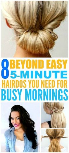 Five Minute Hairstyles, 5 Minute Hairstyles, Super Easy Hairstyles, Cute Quick Hairstyles, Easy Hairdos, Easy Hairstyle, Work Hairstyles, Short Hair Styles For Round Faces, Quick Hairstyles