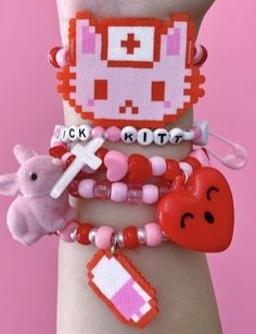 Kidcore Kandi, Pony Bead Crafts, Perler Crafts, Kandi Patterns, Yami Kawaii