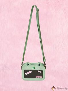 BirdinBag - Charming Mini Cartoon Frog Novelty Bag with Kawaii Design Kawaii Large Capacity Rectangular Satchel, Kawaii Mobile Phone Satchel Bag, Cute Handheld Satchel For School, Kawaii Rectangular Mobile Phone Bag, Cute Rectangular Shoulder Bag For School, Trendy Green Bag For School, Trendy Green School Bag, Kawaii Rectangular Shoulder Bag With Cute Design, Kawaii Rectangular Bag With Adjustable Strap