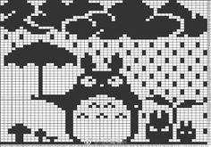 a cross stitch pattern with black and white images