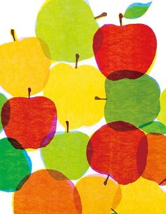 an image of apples painted in different colors