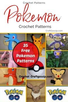 crochet patterns for pokemon dolls and stuffed animals are featured in this book,