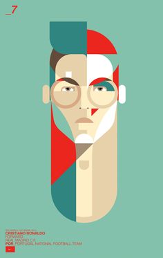 a man with glasses on his face is featured in this minimalist style poster for the national football team