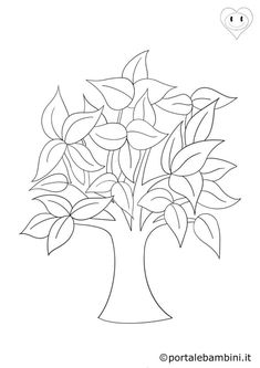 a drawing of a tree with leaves in the center and a heart above it, on a white background