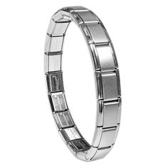 PRICES MAY VARY. Silver Color, Italian Modular Type Link Bracelet, Each Link Size: 10mm wide x 9mm High 18 Links - Fits Wrist Size Range 6"-6 3/8" Modular links, add or remove links to make your desired size. Rust-free Stainless Steel with virtually no maintenance Interlocking individual link system allows sizing the bracelet. You may enlarge the bracelet by adding size compatible charm links or remove link/links to downsize your bracelet. Dolceoro, High Quality Stainless Steel Italian Modular C Italian Starters, Nomination Bracelet, Italian Bracelet, Boys Jewelry, Cross Bracelet, Bracelet For Women, Silver Man, Italian Charm Bracelet, Bracelet Sizes