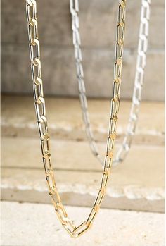 "Yellow gold plated, elongated curb, 5mm wide, 14\" in length with 3\" chain ext." Cheap Cable Chain Jewelry, Necklace Combo, Everyday Necklace, Chain Choker Necklace, Silver Chain Necklace, Chain Choker, Brass Metal, Curb Chain, Silver Bracelets