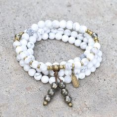 Bracelets - Howlite Mala Beads, Wrap 108 Bead Mala Bracelet Or Necklace Wolf Familiar, Mala Ideas, Start A Jewelry Business, Mala Beads Diy, Bracelet Business, Blessing Beads, Ruby And Diamond Necklace, Strawberry Moon, Jewelry Making Business