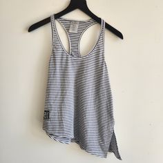 Nwt Dyi Sports Brand Striped Tank Top With Bar Method Logo Workout Tee Light Weight Soft Material White Sporty Tank Top For Loungewear, Striped Racerback Tops For Spring, Striped Athleisure Tops For Sports, Casual Striped Activewear For Sports, Sporty Striped Tank Top For Summer, Spring Striped Sports Tops, Sporty Striped Tank Top For Spring, Striped Athleisure Tops, Sporty Striped Sleeveless Top