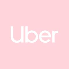 the word'uber'is written in white on a pale pink background,