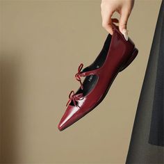 Pointed Toe Closed Flats For Fall Party, Party Pointed Toe Flats For Fall, Pointed Toe Flats For Fall Party, Red Round Toe Flats For Fall, Closed Toe Flats For Fall Party, Fall Flats With Red Sole And Round Toe, Elegant Red Flats For Fall, Fall Party Pointed Toe Flats, Fall Party Slip-on Pointed Toe Flats