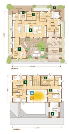 the floor plan for a house with two levels