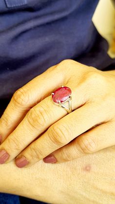 Red Ruby Ring Ruby belongs to Corundum (aluminium oxide) family. Red Ruby Ring, Handmade Ring, 925 Sterling Silver Ring, Oval Cut Gemstone Ring, Women's Ring, Solitaire Ring, Engagement Ring, Gift For Her Make an adorable statement with this ring jewelry. Rendered in fine 925 Sterling silver and designed with a classic setting, this Pyrite ring is ready to accompany your style from day until night. This handmade jewelry for women/Men's will make a unique addition to your collection. ▂▂ ♥ Gemstone Type - Ruby  ♥ Gemstone Size - 10x14 mm ♥ Gemstone Cut - Oval ♥ Metal Type  - 925 Sterling Silver ❏ Why Buy This Unique Handmade Jewelry? ♥ Nickel Free ✅ ♥ Tarnish Resistant ✅ ♥ One Year Warranty ✅ ♥ High Quality Materials ✅ ♥ 30 Days Return Policy ✅ Why To Wear Silver? As a metal, silver has sign Red Oval Cabochon Ruby Ring For Gift, Oval Ruby Rings Suitable For Gifts, Oval Ruby Rings For Gift, Oval Ruby Filigree Ring As Gift, Oval Cabochon Ruby Ring Gift, Ruby Ring With Polished Finish As Gift, Red Sterling Silver Oval Cabochon Ring, Oval Ruby Ring Stamped 925 For Gift, Oval Ruby Ring Stamped 925 As Gift