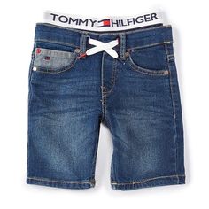 From Tommy Hilfiger, This Short Features: Vintage Denim Fabric Mid-Rise Jacquard Logo Drawstring Elastic Waist Drawstring Detail 5 Pocket Styling Straight Hem Knee Length Cotton/Spandex Machine Wash / Tumble Dry Blue Denim Bottoms For Playwear, Tommy Hilfiger Blue Shorts, Tommy Hilfiger Blue Short-length Bottoms, Tommy Hilfiger Blue Short Length Bottoms, Tommy Hilfiger Blue Denim Bottoms, Kids Denim Shorts, Tommy Hilfiger Belt, Boys Cargo Shorts, Tommy Hilfiger Kids