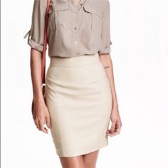 Great Nwt Condition No Imperfections Waist 14 Hips 18 Length 20.5 Cream Pencil Skirt, Cream Skirt, Hm Skirt, Nude Color, High Waisted Skirt, Pencil Skirt, I Shop, H&m, Womens Skirt