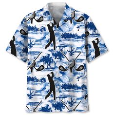 AIO Pride Golf Blue Nature Hawaiian Shirt All of our Hawaiian Shirt   are custom-made-to-order and handcrafted to the highest quality standards. Each shirt is constructed from a premium polyester blend that is ultra-soft and incredibly comfortable. This shirt has some great features, four-way stretch, short sleeve, lapel collar, button closure. Extremely soft to the touch, durable and breathable. Features a specialty high definition heat-dye application that ensures long lasting color vibrancy e Blue Cotton Shirt With All Over Print, Blue Relaxed Fit Camp Shirt With All Over Print, Blue Relaxed Fit Camp Shirt With Print, Blue Short Sleeve Golf T-shirt, Blue Short Sleeve Camp Shirt With All Over Print, Blue Hawaiian Shirt With Sublimation Print, Blue Short Sleeve Hawaiian Shirt With Sublimation Print, Blue Sublimation Print Short Sleeve Hawaiian Shirt, Blue Short Sleeve Sublimation T-shirt With Custom Print