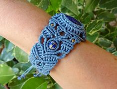 Micromacrame Bracelet with Lapis Lazuli Boho Bracelet | Etsy Spiritual Macrame Braided Bracelet With Waxed Cord, Festival Macrame Jewelry With Waxed Cord, Blue Spiritual Macrame Jewelry, Spiritual Blue Macrame Jewelry, Bohemian Adjustable Cord Jewelry For Friendship, Hippie Macrame Jewelry With Waxed Cord, Artisan Macrame Jewelry With Waxed Cord, Handmade Cord Jewelry Gift, Adjustable Bohemian Cord Jewelry