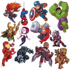 the avengers stickers are all different sizes