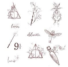 the harry potter tattoos are drawn on paper