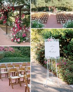 wedding ceremony setup with chairs and flowers