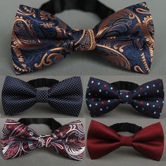 Brand Name: RBOCOTTGender: MENStyle: FashionDepartment Name: AdultMaterial: PolyesterMaterial: SILKTies Type: Bow TieItem Type: TiesSize: One SizePattern Type: DOTPattern Type: Dot/Paisley/PlaidColor: Blue/Black/Red/Gold/Brown/PurpleSize of Bowtie: 12cm*6cm Tie A Bow Tie, Mens Dress Hats, Groom Party, Men Ties, Gold Paisley, Tie Ribbon, Men With Street Style, Black Bow Tie, Tie Men's