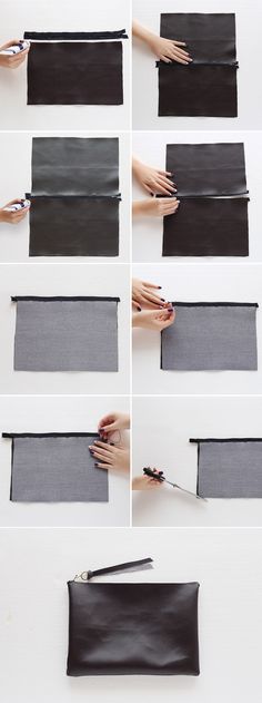 how to make a leather clutch bag with zipper closures and lining step by step