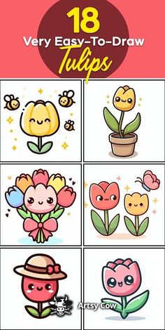 Drawing tulips has never been easier with these 18 very easy-to-draw tulips 📚. Perfect for anyone looking to add a touch of spring to their artwork without the complexity. Spring Drawings Easy, Kawaii Flowers, Spring Drawing, Tulip Drawing, Tulips Art, Cartoon Eyes, Alphabet Worksheets Preschool, Cute Kawaii Drawings, Zentangle Drawings