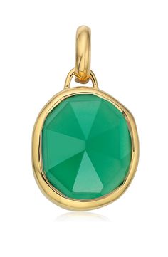 An organically shaped semiprecious stone is framed with gleaming 18-karat rose-gold vermeil, highlighting the depth of its mesmerizing hue. Pair this petite pendant with your favorite chain for a lovely, distinctive look. 1/2" square Pendant only; chain sold separately Sterling silver with 18k-rose gold plate/amazonite or labradorite Imported Gold Faceted Gemstone Pendant, Elegant Gold Oval Pendant Gemstones, Elegant Gold Gemstones With Large Stone, Bezel Pendant, Square Pendant, Monica Vinader, Green Onyx, Keep Jewelry, Stone Pendant