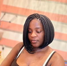 Braided Bob Box Braids Shoulder Length, Short Bob Braids Black Women, Short Box Braids Styles, Bob Hairstyles Braids, Wrap Braids, Braids Trending, Short Box Braids Bob, Braids Bob Style, Short Bob Braids