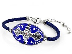 Artisan Collection of Morocco™ Free-Form Blue  Enamel Desert Rose Sterling Silver Cord Bracelet. Measures Approximately 0.89"W. Lobster Claw Closure With 1.5" Extender. Spiritual Symbols, Cord Bracelet, Broken Chain, Desert Rose, Natural Silk, Cord Bracelets, Sterling Silver Bracelet, Sterling Silver Bracelets, Lobster Claw