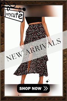 Black Elastic Waist High Low Ruffled Floral Skirt Black Floral Print Skirt For Summer, Summer Black Maxi Skirt With Floral Print, Black Bohemian Skirt With Ruffles, Black Non-stretch Summer Skirt, Non-stretch Black Summer Skirt, Black Non-stretch Ruffled Skirt, Non-stretch Black Ruffled Skirt, Black Ruffled Maxi Skirt, Black Floral Print Tiered Skirt