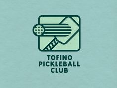 the logo for tofino pickleball club is shown in green and blue