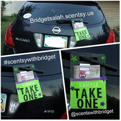 three pictures of a car with some stickers on it