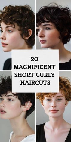 Discover 20 fabulous short curly haircuts that will redefine your style. Embrace the beauty of your natural curls with these trendy and manageable hairstyles. Whether you prefer a bold pixie or a soft bob, there's a perfect haircut for every curly-haired beauty. Upgrade your look with these inspiring options that are sure to turn heads. Short Hair Styles Wavy Naturally Curly, Short Hairstyle Women Thick Curly Hair, Short Curly Hair For Round Face Shape, Naturally Curly Short Hairstyles, Funky Curly Haircuts, Curly Hair Trends 2024, Short Thick Curly Haircuts, Curly Pixie Cuts Round Face Curls, Naturally Curly Short Hair