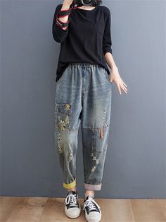 Description Product ID: BT2031746 Material: Denim, Cotton, Polyester Pattern: Patch Season: Spring, Summer, Autumn Style: Stylish Occasion: Daily, Holiday, Gifts Package included: 1 * Jeans Size Chart(Asian Size): Please allow 1-3 cm measured error. Size Length Waist Hip M 89cm | 35.0 in 68cm - 90cm | 26.8'' - 35.4 in 116cm | 45.7 in L 90cm | 35.4 in 70cm - 92cm | 27.6'' - 36.2 in 120cm | 47.2 in XL 91cm | 35.8 in 72cm - 94cm | 28.3'' - 37.0 in 124cm | 48.8 in XXL 92cm | 36.2 in 74cm - 96cm | 29.1'' - 37.8 in 128cm | 50.4 in Autumn Style, Denim Cotton, Jeans Size Chart, Pocket Jeans, Season Spring, Holiday Gifts, Jeans Size, Elastic Waist, Autumn Fashion