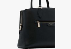 Made from durable pebbled leather our new work tote holds everything you need for the office (or anywhere with a good wifi connection). | Kate Spade Hudson Work Tote, Black Elegant Leather Bag For The Workplace, Work Tote, Summer Essentials, Pebbled Leather, New Work, The Office, Kate Spade, Jewelry Watches, Outfit Accessories