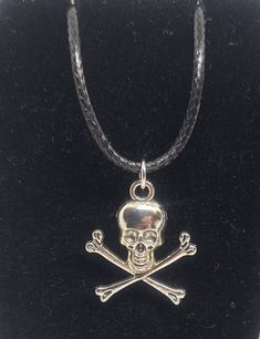 Skull and Crossbones Necklace 17.5 inches, adjustable Adjustable Silver Skull Necklace, Silver Adjustable Skull Necklace, Casual Skull Jewelry For Halloween, Casual Halloween Skull Jewelry, Skull And Crossbones, Necklace Etsy, Pendant Necklaces, Pendant Necklace, Necklaces