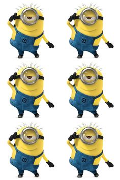 four different images of a minion in various poses