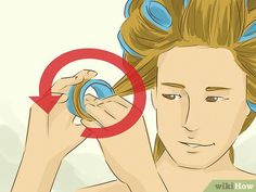 How to Use Velcro Rollers: 12 Steps (with Pictures) - wikiHow How To Use Curlers, Velcro Roller Blowout, How To Use Velcro Rollers On Thick Hair, 90s Blowout Velcro Rollers