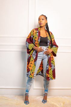 "African Kimono, Ankara Kimono,  African Clothing for Women Plus Size This Kimono is breathtaking!  We love it and we are sure you will do too.  You can style this Kimono effortlessly with a pair of jeans, plain colored dress or a pair of shorts. Its a stunner and you will love it!   FEATURES * Authentic African Print Fabric * Has belt * Handmade in Kenya * 100% Cotton African Print * One Size fits all oººooººo HOW SOON WILL MY ITEM SHIP? * In-stock items ships in 8-10  business days * In circum Kimono Ankara, African Shirt Dress, African Kimono, Body Man, African Print Kimono, Ankara Kimono, Plus Size Kimono, Mode Kimono, African Shirts