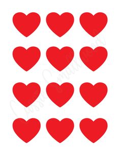 red hearts are arranged in the shape of heart shapes for valentine's day cards