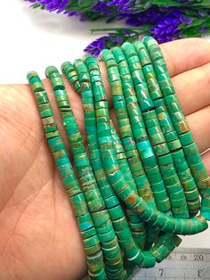 Hi THIS IS WAQAR HASSAN FROM BANGKOK THAILAND I HAVE WHOLESALE AND RETAIL SHOP IN BANGKOK THAILAND BY THE NAME OF LAPIS LAZULI CO.,LTD WHATSAPP +66922260602 FB : LAPISLAZULIHASSAN Beautiful Natural Green kingman Turquoise Heishi Celebration necklace Stone Name - 100% Natural Turquoise Size Small 4-7 mm QUALITY: AAA Grade Country/Region Of Manufacture: Arizona USA Natural : 100% NATURAL Color : DARK green (100% NATURAL) 100% Genuine & Natural Measurements are close to approximations Custom Or Southwestern Style Green Jewelry With Spacer Beads, Handmade Artisan Turquoise Necklace, Bohemian Green Turquoise Necklace For Jewelry Making, Adjustable Green Turquoise Necklace With Spacer Beads, Southwestern Green Jewelry With Spacer Beads, Green Round Beads Turquoise Necklace As Gift, Green Southwestern Jewelry With Spacer Beads, Green Turquoise Necklace With Round Beads As Gift, Southwestern Green Turquoise Necklace With Round Beads